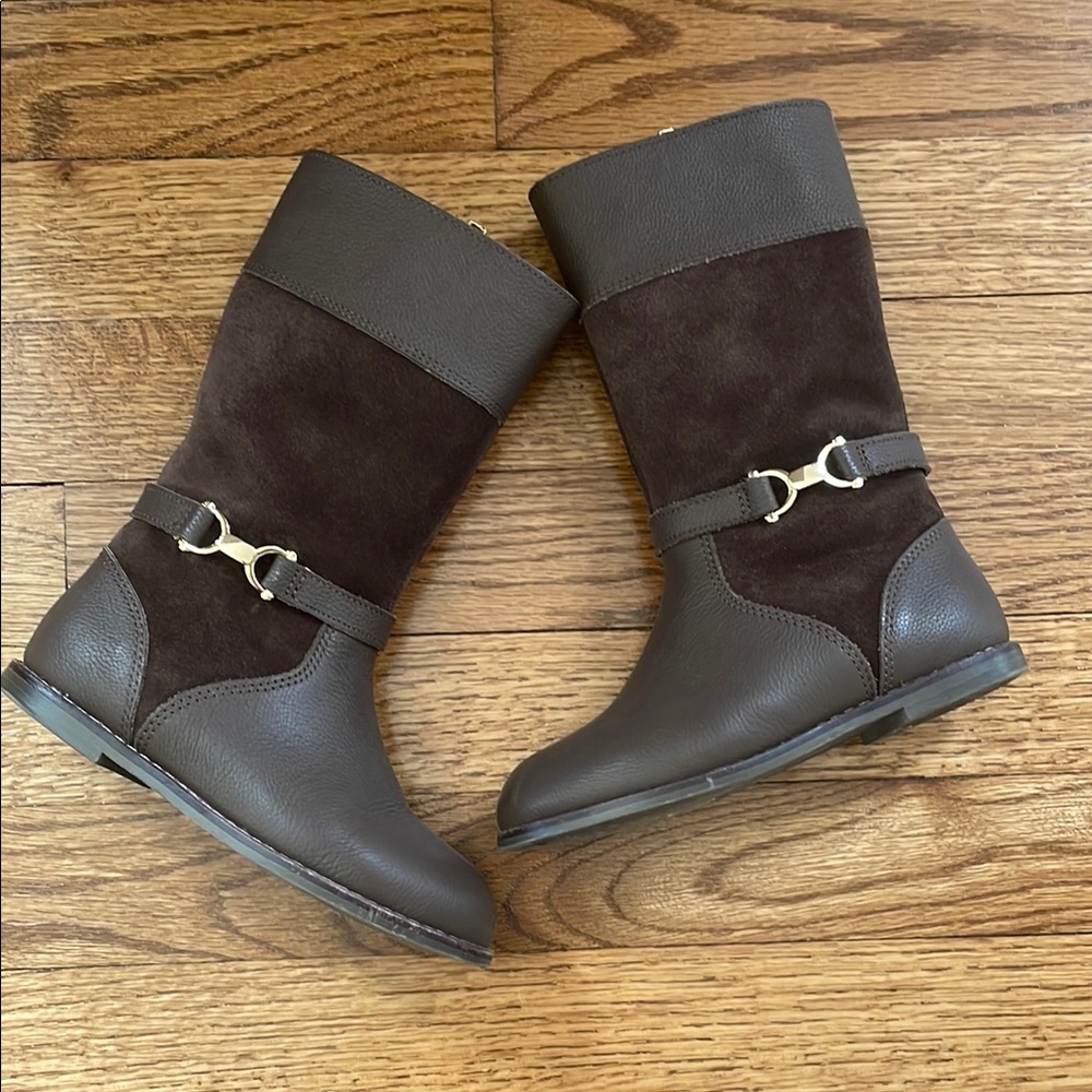 Janie and Jack Brown Boots with Suede Finish